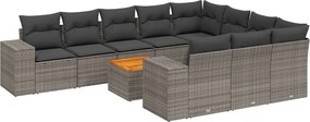 vidaXL Set canapele de grădină cu perne, 11 piese, gri, poliratan