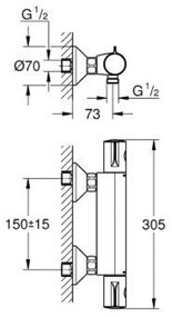 Baterie dus termostatata crom Grohe Grohtherm 800