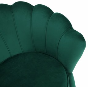 Fotoliu în stil Art-deco, catifea Velvet smarald/crom auriu, NOBLIN