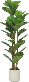 HOMCOM Plantă artificială de interior 120 cm Ficus lyrata arbore artificial cu ghiveci din plastic și trunchi din lemn masiv, verde | Aosom Romania