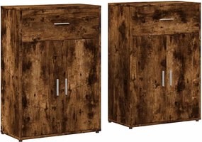vidaXL Comode, 2 buc., stejar fumuriu, 60x30x84 cm, lemn compozit