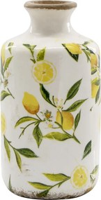 Vas decorativ din ceramică, pictat manual, crem, H21/D10 cm, Limone