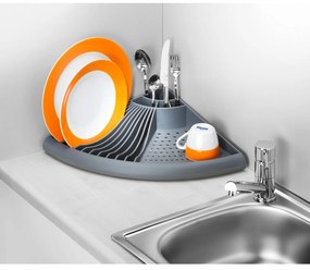 Scurgator de colt pentru vase Grey, Wenko, 9 x 35 x 50 cm, polipropilena, gri