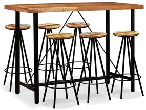 275134 vidaXL Set mobilier bar, 7 piese, lemn masiv acacia și lemn reciclat