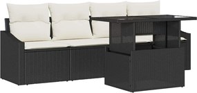 vidaXL Set de canapele pentru grădină 5 pcs Negru Rattan poli