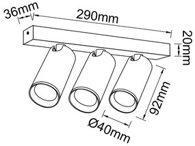 Plafoniera cu 3 spoturi GU10 directionabile NAZARE alb