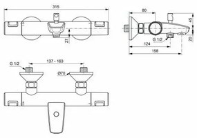 Baterie termostatica pentru cada Ideal Standard Ceratherm T25