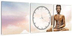 Tablou - Buddha care supraveghează pământul (cu ceas) (90x30 cm)