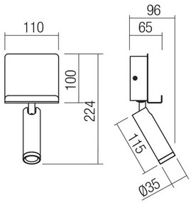 Spot LED de perete PANEL LED/3,5W/230V USB negru Redo 01-3084