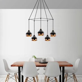 Candelabru pe cablu YILDO 5xE27/40W/230V negru/cupru