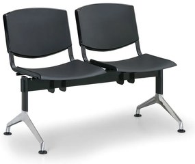 Bancă de design din plastic, 2 locuri, neagră