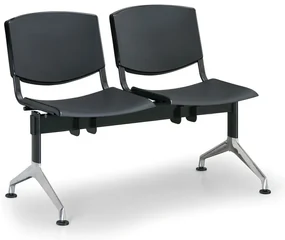 Bancă de design din plastic, 2 locuri, neagră