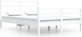 vidaXL Cadru de pat, alb, 160x200 cm, lemn masiv de pin