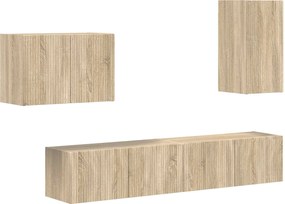 vidaXL Set Dulap pentru Televizor Montat pe Perete 4 pcs Stejar Sonoma