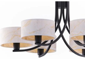 Jupiter 2105 - Candelabru suspendat pe lanț ARTHUR 6xE27/15W/230V alb/negru/decor marmură