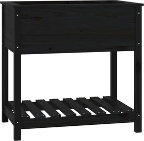 vidaXL Jardinieră cu raft, negru, 82,5x54x81 cm, lemn masiv de pin