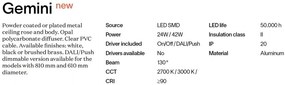 Plafoniera LED design circular Gemini pl d042 on-off 2700k alama