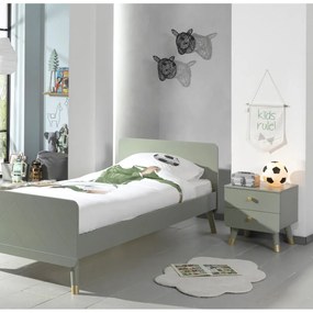 Noptieră din lemn de pin pentru camera copiilor Vipack Billy, verde măsliniu