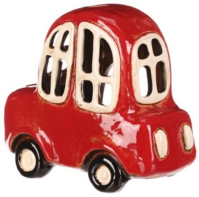 Suport lumânare Car roșu, ceramică, 16 x 9 x 14 cm