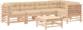 vidaXL Set mobilier relaxare de grădină & perne 6 piese lemn masiv pin