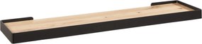Polita RICKY, stejar/negru, 80x15x3 cm
