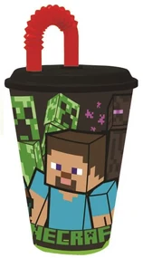 Minecraft Creeper Pahar cu pai, Plastic 430 ml