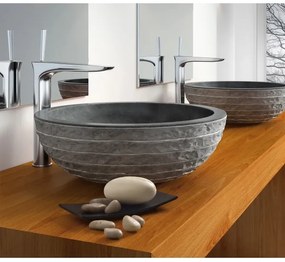 Bathco PUKET — lavoar pentru montare pe blat Ø 45 cm, piatră/gri (00317)