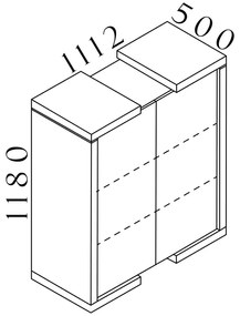 Dulap mediu Lineart 111,2 x 50 x 118 cm, ulm deschis / alb