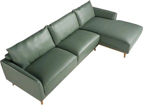 Coltar LUX design italian cu sezlong dreapta Cowhide verde
