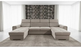 Colțar extensibil SALVADA, reversibil în formă de U, cu spațiu de depozitare, bej