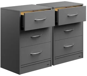 Deuba Set 2 noptiere Eloise 54x39x28 cm - LED antracit