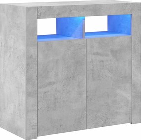 vidaXL Servantă cu lumini LED, gri beton, 80x35x75 cm