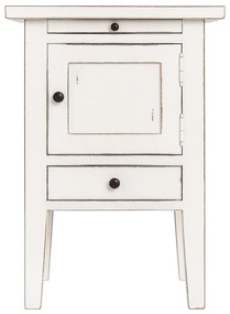 Noptiera alba, din lemn de pin, cu sertar, aspect vintage, Persienne