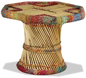 Masuta de cafea, bambus, cu detalii chindi, multicolor 1, Multicolour