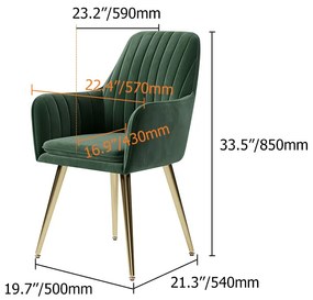 Scaun verde pentru bucătărie, soft, cu cotieră , în stil art nouveau - 2 buc. Deprimo j040379-verde by Deprimo