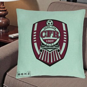 Perna Personalizata CFR Cluj Fotbal Club 1907, 40x40 cm, Verde Menta, Husa Detasabila, Perna Inclusa, BEKZ®