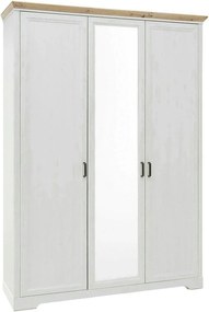 Dulap JASMIN, alb/stejar artisan, PAL, cu 3 usi, 164x64x220 cm