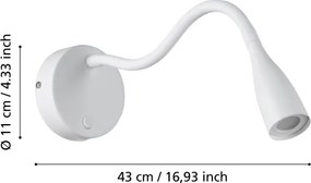 Eglo 901782 - Lampă LED de perete flexibilă cu USB OLIVANDINO LED/3,8W/230V albă