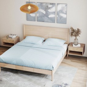 HOMCOM Set de 2 Noptiere Suspendate cu Sertar și Compartiment 37x32x21 cm Lemn Natural | Aosom Romania