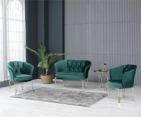 Set canapea Viena Homs textil verde-auriu,30703