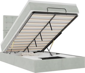 vidaXL Cadru de pat otoman cu saltele Gri deschis 120x200cm catifea