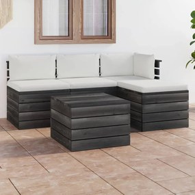 3061793 vidaXL Set mobilier grădină din paleți cu perne, 5 piese, lemn de pin