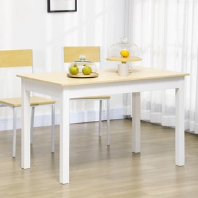 HOMCOM Masă pentru 4-6 Persoane, Masă Modernă de Bucătărie și Sufragerie din Lemn, 119x70x75 cm, Alb | Aosom Romania