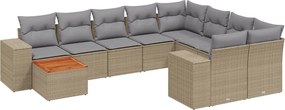 vidaXL Set canapele de grădină cu perne, 10 piese, bej, poliratan