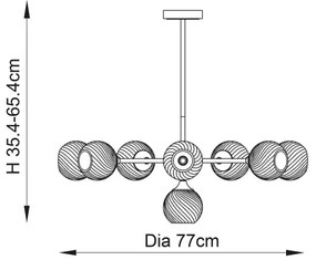 Lustră pe tijă Endon 103172 ALLEGRA 8xE14/7W/230V alamă/transparent