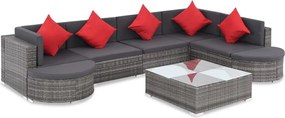 vidaXL Set mobilier de grădină cu perne, 8 piese, gri, poliratan