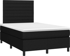 vidaXL Pat box spring cu saltea, negru, 120x190 cm, catifea