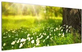 Tablou cu poiana și flori (120x50 cm)