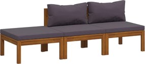 vidaXL Set mobilier de grădină cu perne, 3 piese, lemn masiv de acacia