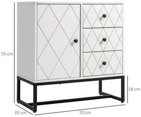 HOMCOM Comoda stil cu romburi cu 3 sertare si un dulap, Mobilier de living si dormitor din otel si MDF | AOSOM RO